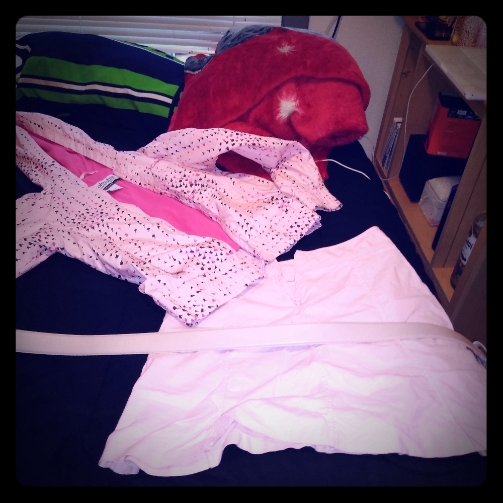 Clothes, shoes,belt, and backpack